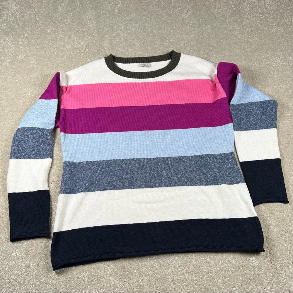 Talbots Striped Sweater Crew Neck Long Sleeve Soft Cotton Blend Women's Large